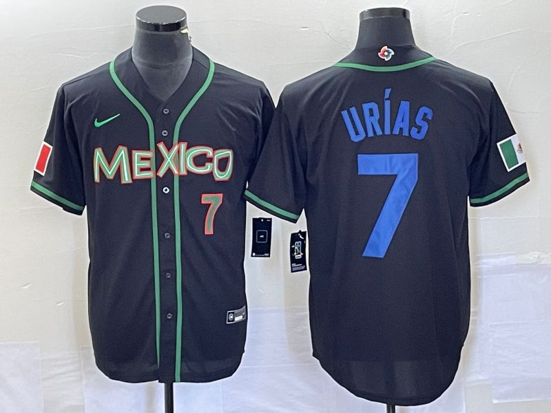 Men 2023 World Cub Mexico #7 Urias Black blue Nike MLB Jersey6->more jerseys->MLB Jersey
